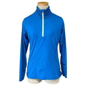 Title Nine Top Women's M Medium Blue Long Sleeve Shirt Quarter Zip Running